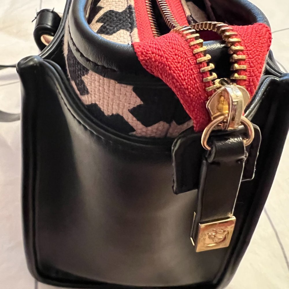 NWOT Spartina 449 Black Leather and Linen bag - Picture 6 of 7